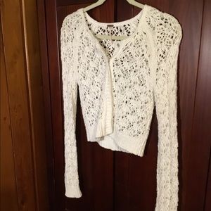 FREE PEOPLE Crochet Long Sleeves~White~XS~Pre-Owned
